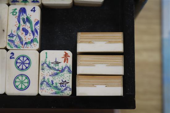 A Chinese lacquer mahjong set